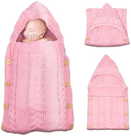 Onshine Newborn Baby Swaddle Blanket Large Swaddle Soft Knit Sleeping Bag Sleep Sack Stroller Wrap Unisex for Boys or Girls (Pink)