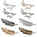 Womens Barrettes, Fascigirl 8pcs Metal Hairpins Golden Silver Butterfly Hair Clips for Girls Tree Branch Alloy Geometrical Moon Circle Bowknot Hair Circle Barrettes (Branch feathers)