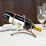 Artistic Spiral Bronze Tone Metal Single Bottle Tabletop Wine Holder Display Rack by MyGift