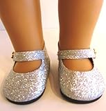 The Wishlist Store Silver Glitter Shoes for American Girl Doll,18 Inch Dolls and Frozen Elsa from