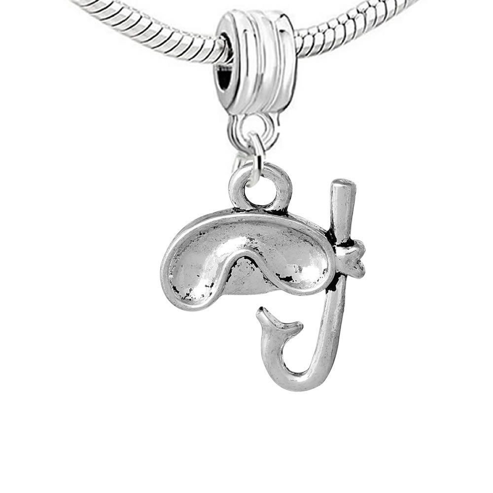 Scuba Diving Mask and Snorkel Charm Bead for European Snake Chain Charm Bracelet