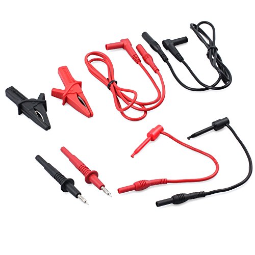 AUTOUTLET 8PCS Professional Multimeter Electronic Test Lead Kit, Multimeter Accessory Kit 2 PVC Lead Extensions + 2 Heavy Duty Test Probe + 2 Plunger Mini-hooks + 2 Alligator Clips CAT III 1000V, 10A