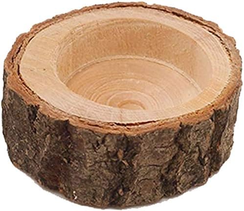 Yikko Wooden Candleholder Set, Votive Tealight Holder for Wedding Centerpieces for Table Halloween, Brown, 2.36Wx0.98H - Image 3