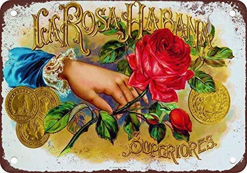 Vintage Wall Decor - 12x16,La Rosa Habana Cigars Vintage Tin Sign Art Decor for Coffee Office Pool Y