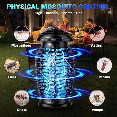 BYXAS Bug Zapper Outdoor Indoor, 15W Electric Mosquito Zapper with 4200V UV Light, Coverage of 1/2 Acre, 3 Prong Plug, Waterproof Fly Trap for Patio, Yard, Garden, Indoor Use