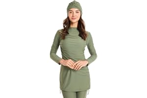 OBEEII Womens Muslim Swimsuits Full Coverage Long Sleeve Swimwear Burkini Hijab Bathing Suit
