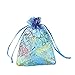 Mudder 100 Packs Coralline Pattern Organza Gift Bags Party Wedding Favor Bags Jewelry Pouches, 4.7 x 3.5 Inch, Blue