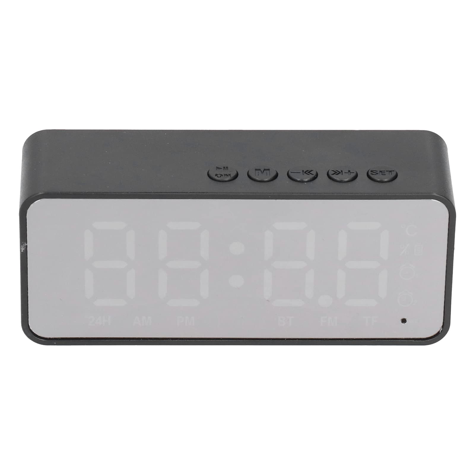 Alarm Clock Radio, Multifunctional Wireless Bluetooth 5.0 LED Mirror Clock Speaker, Built-In FM Radio, Support Mobile Phone Calls, Suitable for Bedrooms and Offices(black)