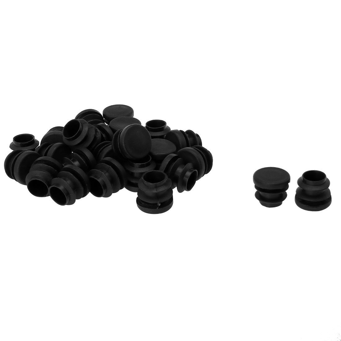 Sourcingmap 5/8" 16mm OD Plastic Round Tube Ribbed Inserts End Cover Caps 25pcs, 0.51"-0.6" Inner Dia, Floor Furniture Chair Desk Protector
