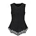 OFTEN Women's Sexy Chic Lace Shirt Fashion Sleeveless Blouse Black/ White,XL