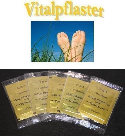 100 x G&A® Gold Fusspflaster mit Turmalin, Pflaster Vitalpflaster Pad Entgiften Detox Fuss Fuß Vital Bambuspflaster Energiepf
