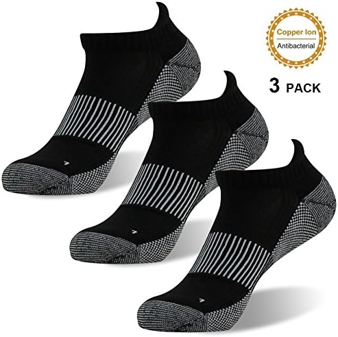 Copper Low Cut Socks, FOOTPLUS Men and Women Moisture Wicking Antimicrobial Socks 3 Pairs, Large