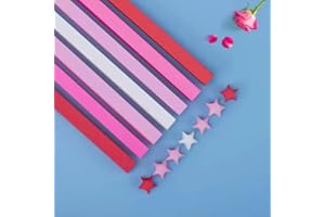 LogFaadCoi 1080 Sheets Origami Stars Paper, Ombre color, lucky star origami art, colorful star origami for paper art, crafts, double sided origami colorful paper strips (AMZ Gradient Pink)