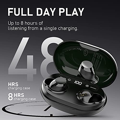 LYCHL Bluetooth Kopfhörer Kabellose Kopfhörer In Ear 8H Single Spielzeit, Sport Ohrhörer mit Passive Noise Cancellation IP7 Wasserdicht, Bluetooth 5.0 Headset mit LED Digitalanzeige Touch Sensoren