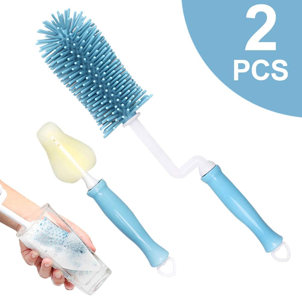 JIJIC Silicone Bottle Brush, 360° Rotating Baby Bottle