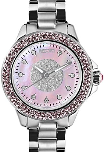 Farfalla.D Women's Studded Automatic Water Resistant Analog Quartz Watch - Pink