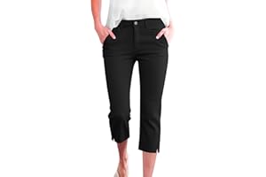 Women's Skinny Capri Pants High Waisted Stretchy Summer Capris with Pockets Cropped Straight Dressy Work Pants