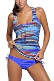 Dearlovers Women 3 Pieces Tribal Print Tankini Swimsuit with Panty or Boyshorts