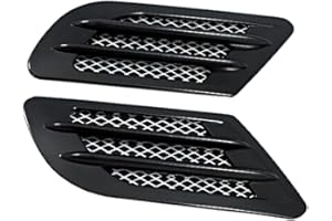 KACEPAR Exterior Car Air Flow Fender Side Vent Decoration Sticker, Front Side Fender Air Vent Grille Decoration Cover Trim, Universal Fit Pair, Black
