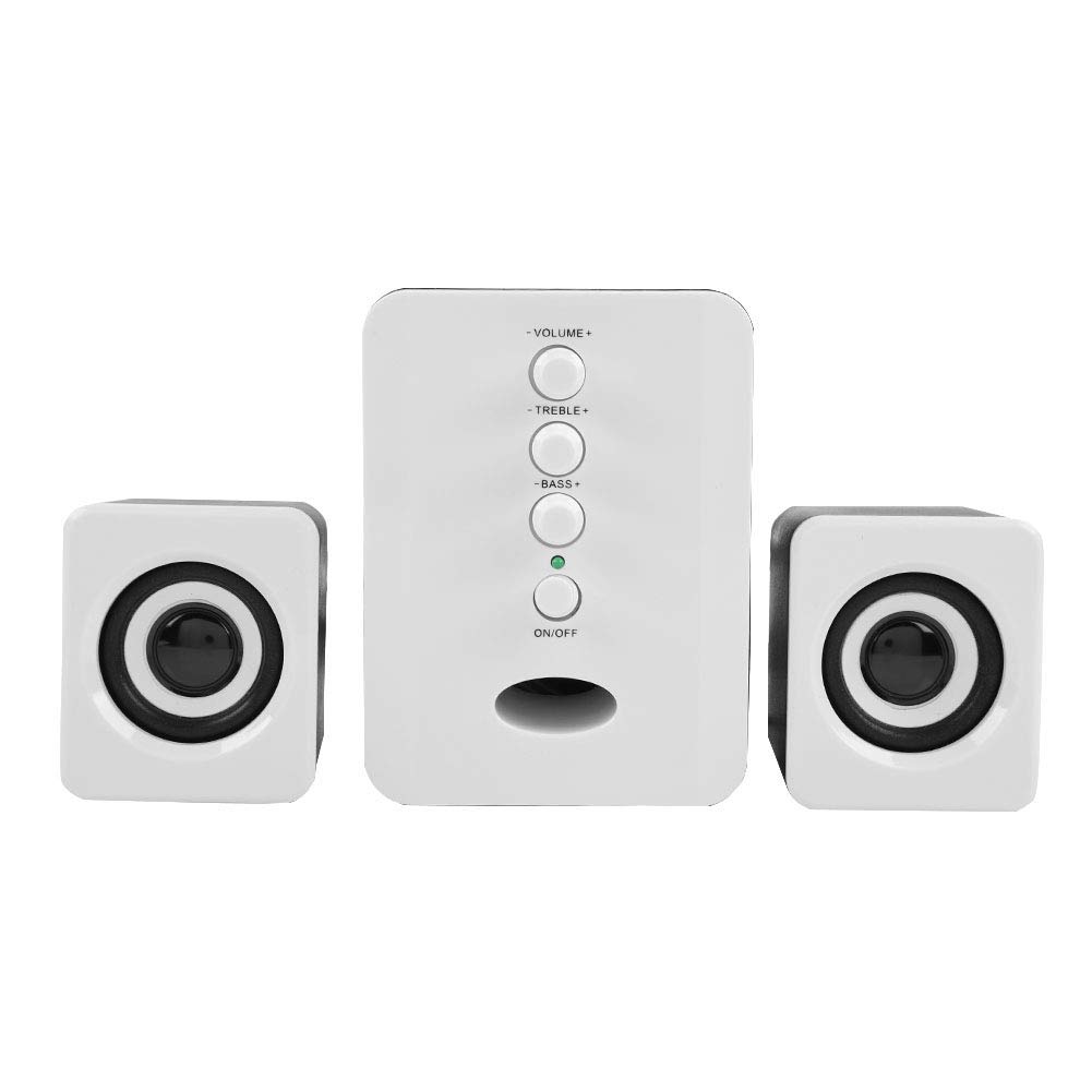 VBESTLIFE Bluetooth Speaker for Computer, Wireless Mini Combination Desktop PC Speaker with Stereo Sound FM Broadcast Built-in TF Card/U Disk/AUX for Home(White)