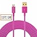 Hi-mobiler High Speed 10ft USB 2.0 a Male to Micro B Cable with Gold-plated Connectors for Samsung Lg HTC and Other Tablet Smartphone (Hot Pink)