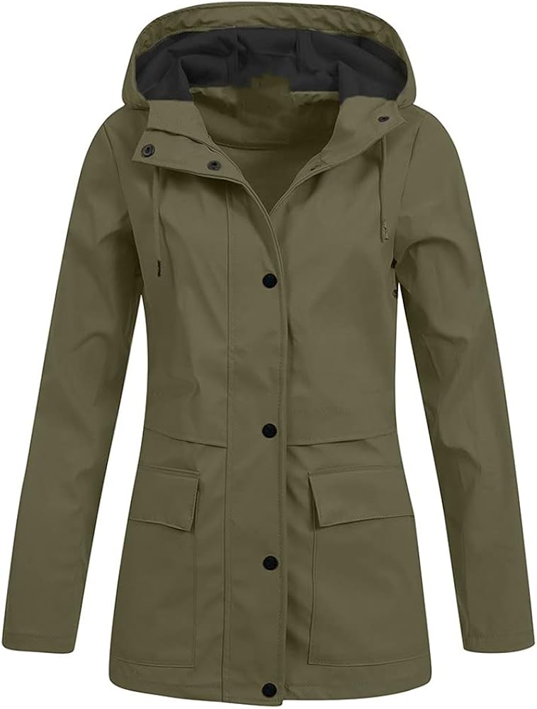 Waterproof Hooded Raincoat Women Hooded Windproof Rain Amazon.co.uk