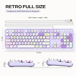 MOFII Wired Keyboard, Cute Colorful Keyboard Full