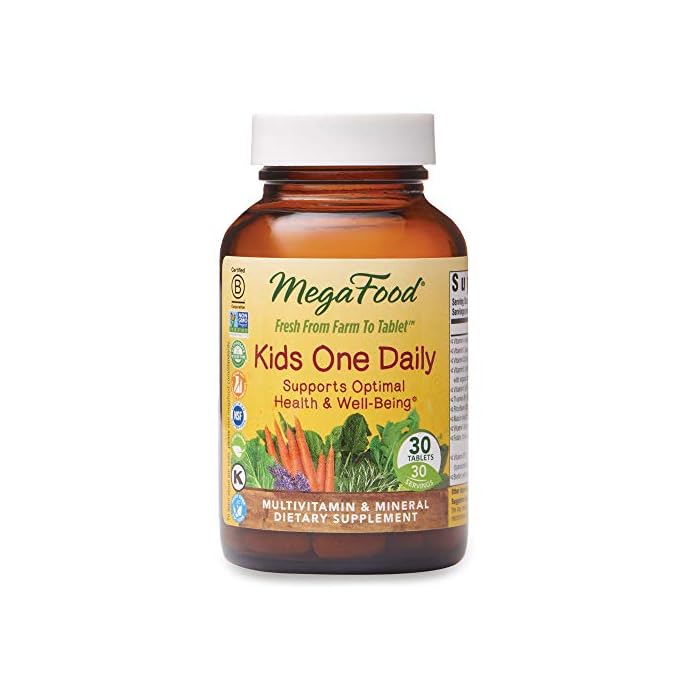 MegaFood, Kids One Daily, Daily Multivitamin and Mineral Dietary Supplement with Vitamins, C, D and Folate, Non-GMO…