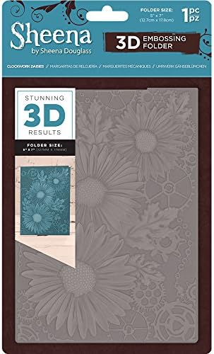 Sheena Douglass 5"x7" 3D Embossing Card Craft Folder - Clockwork Daisies