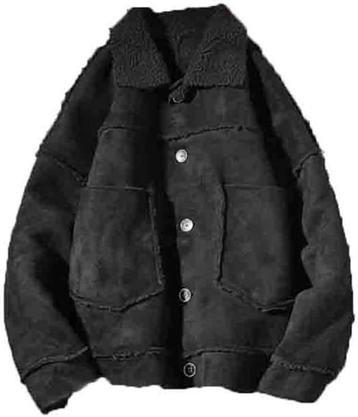 Amazon エージョン メンズ 冬ジャケット 冬服 厚手 無地 コート ショート丈 スエード 大きいサイズ 長袖 ムートンコート ショート丈 通勤 ゆったり カジュアル ラペル シンプル ジャケット ファッション コート ジャケット 通販