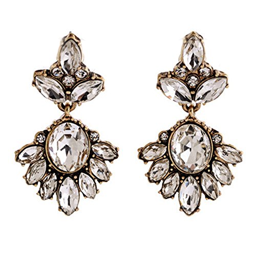 Art Deco Flapper Antique Vintage Style Diamond Rhinestone Dangle Earrings