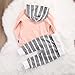 Newborn Baby Boy Girl Warm Hoodie T-Shirt Top + Pants Outfits Set Kids Clothes (18-24M, Pink Top+Gray Stripe Pants)