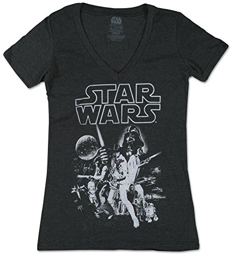 Juniors: star wars poster v-neck juniors (slim) t-shirt…