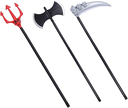 Ultechnovo 3 Pcs Halloween Weapons Toy Plastic Double Sided Axe Red Pitchfork Axe Prop Halloween Cosplay Trick Joke Toy For Halloween Cosplay Party Supplies Amazon Co Uk Toys Games