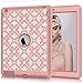 Hocase Compatible with iPad 2/3/4 Case, Shockproof Heavy Duty Hard Plastic+Silicone Rubber Dual Layer Screenless Protective Case - Rose Gold Floral Pattern