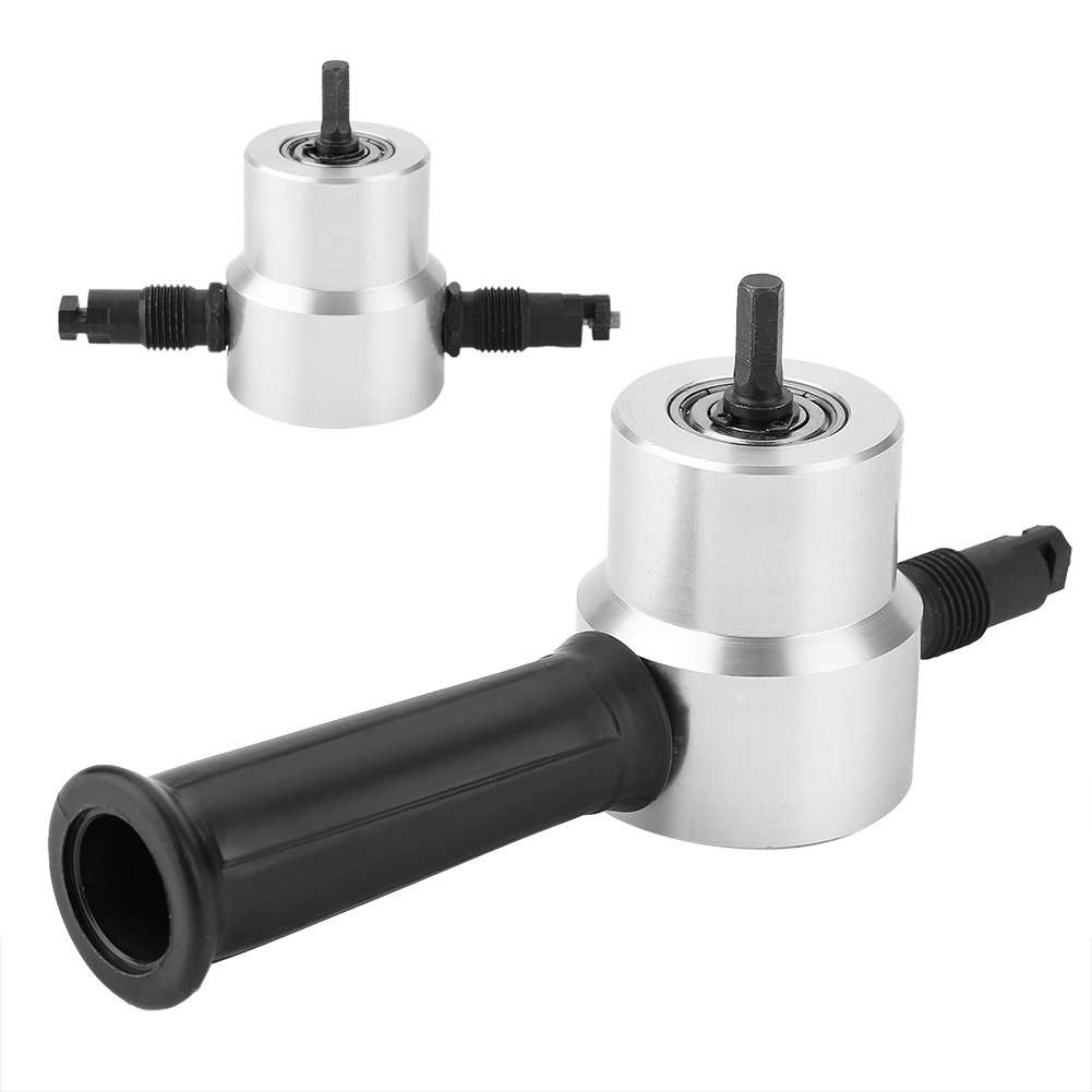 Gancon Double Head Sheet Nibbler Metal Cutter, Multipurpose Portable Electric Hole Saw Cutting Tool, Electric Power Drill Attachment Fits Iron, Stainless Steel, Aluminum, Plastic, Plywood Plate