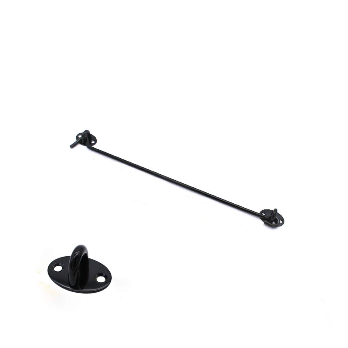 14 Inch Stainless Steel Black Cabin Hook Latches and Eye Hooks, Cabinet Door Hooks Window Hooks, Open Garden Gate Locks, Door Window Locks Bolts with Mounting Screws, 1 Pcs.