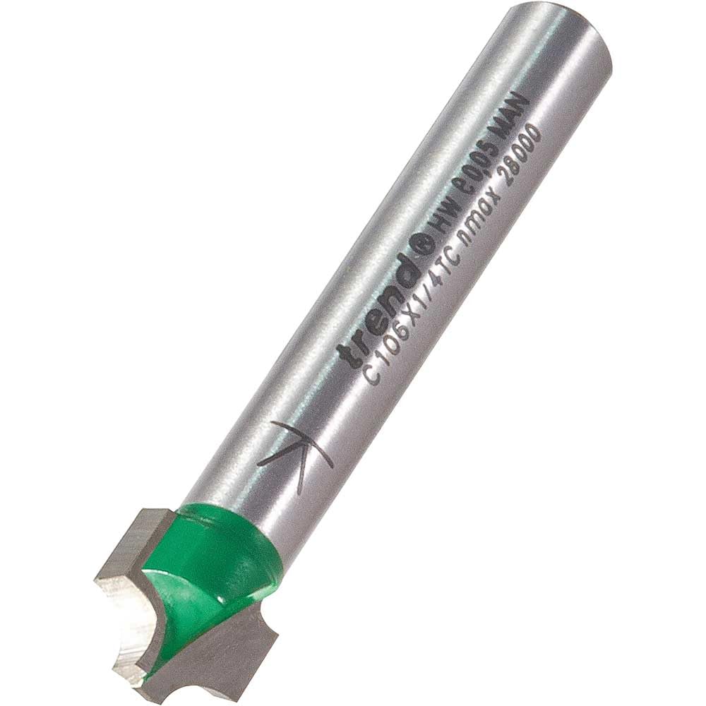 Trend CraftPro Ovolo Rounded Over Router Cutter, 1/4 Inch Shank, 3.2mm Radius and 9.5mm Cut Length, Tungsten Carbide Tipped, C106X1/4TC