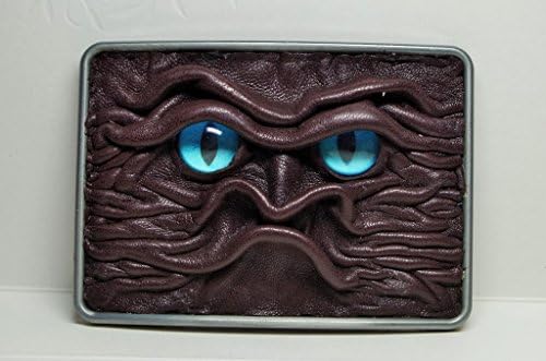 Large belt buckle with brown genuine leather decor. LARP