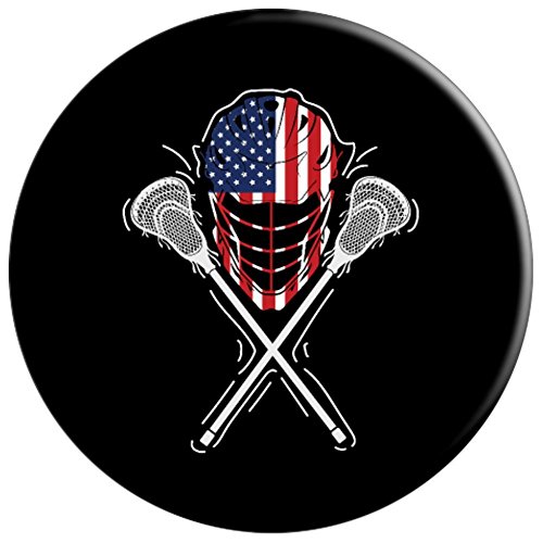 Lacrosse Helmet Crossed Sticks America Flag Gift - PopSockets Grip and Stand for Phones and Tablets - Thumbnail 2