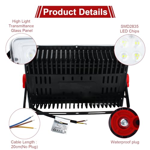 CREATESTAR LED Flood Light Outdoor 200W 2 Pack, 20000LM LED Work Light 6500K cool white floodlight IP66 waterproof spotlights, Security Light for warehouse, garden, garage, sports field, yard