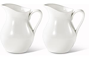 Dinnerlit Creamer - 8oz Fine Porcelain Milk & Syrup Pitcher (Set of 2, White)