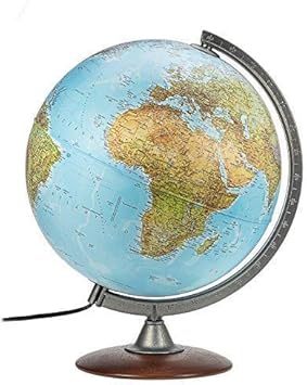 globo terraqueo iluminado pie de madera con lampara led