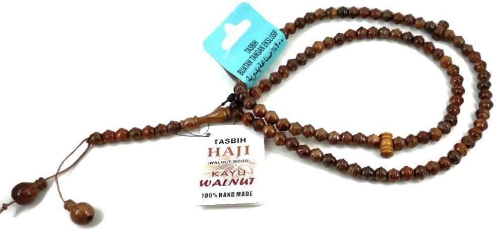 Tasbih Haji 118-KW Muslim Beads Walnut Wood Crafted Misbaha Handmade 7 mm.