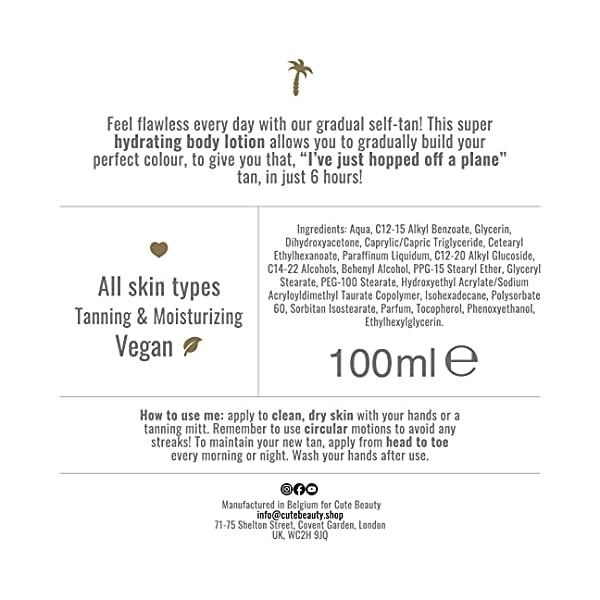 Cute-Beauty-Everyday-Tan-Body-Lotion-for-Gradual-Tan-100-ml-Self-care-for-Skin-Glow-Vegan-Self-Tanner Cute Beauty® Everyday Tan Body Lotion for Gradual Tan 100 ml Self care for Skin Glow Vegan Self Tanner