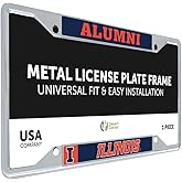 Desert Cactus University of Illinois UI Fighting Illini Car Accessories Metal License Plate Frame and Tag Holder for Front or Rear of Car (Alumni)