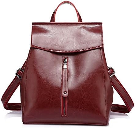 Women cow split leather backpacks ladies shoulder bags female school bag for teenage girl Burgundy 15 Inches