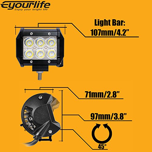 Eyourlife Led Light Pods 18W 4 Inch Spot Beam Cree Led Pod Lights Off