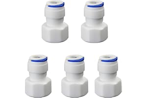 AIMATRUN 1/2" Female Thread Straight x 3/8" PE Hose OD Push-In Quick-Connect Fitting for RO Reverse Osmosis Water Filter Plastic Joint, Beverage Dispenser & Water Filtration/Purification Systems (5PCS)