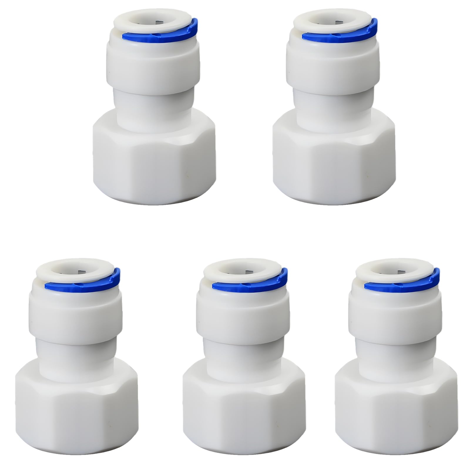 Photo 1 of 1/2" Female Thread Straight x 3/8" PE Hose OD Push-In Quick-Connect Fitting for RO Reverse Osmosis Water Filter Plastic Joint, Beverage Dispenser & Water Filtration/Purification Systems (5PCS)